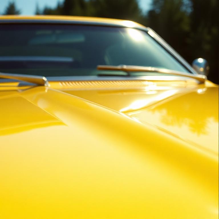 Capó amarillo de coche clásico